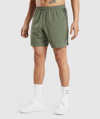 Pánské Šortky Gymshark Sportovní Stripe 7" Olivy Zelené | CZ 2855SGL